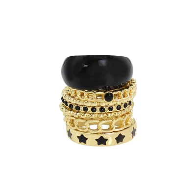 7 PIECE RING STACK GOLD MULTI