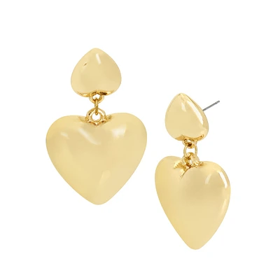 PUFF HEART EARRING GOLD