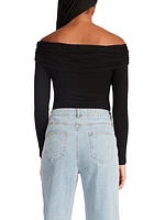 OFF SHOULDER RIB BODYSUIT BLACK