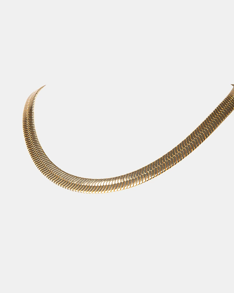 HERRINGBONE THICK CHAIN NECKLACE GOLD