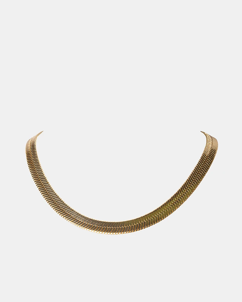 HERRINGBONE THICK CHAIN NECKLACE GOLD