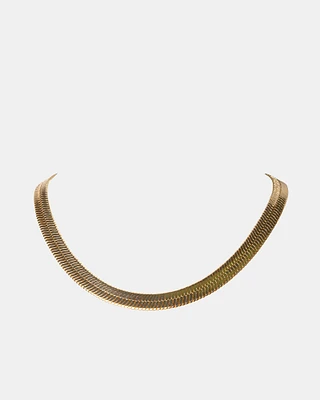 HERRINGBONE THICK CHAIN NECKLACE GOLD