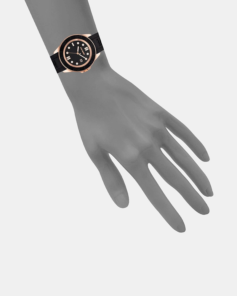 RUBBERIZED ENAMEL CASE WATCH ROSE GOLD MULTI