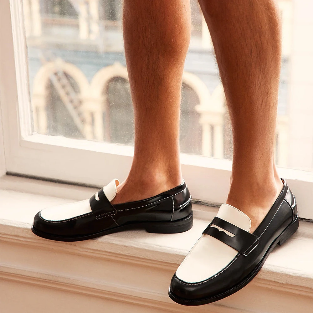 NATAN BLACK-WHITE LEATHER
