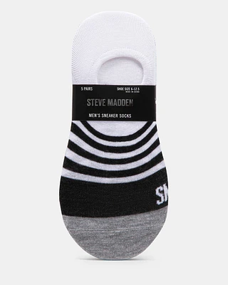 5PK MEN'S WHITE MULTI SNEAKER SOCKS