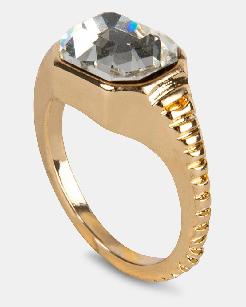 CLEAR STONE RING GOLD