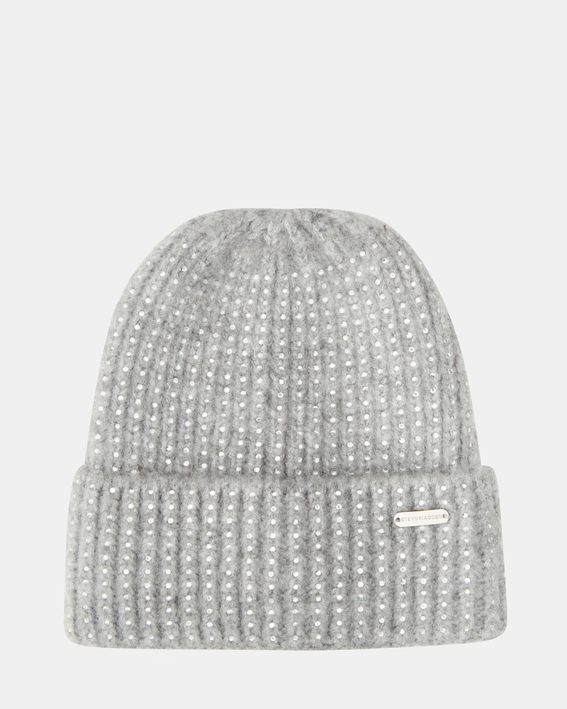 CRYSTAL WIDE CUFF BEANIE GREY