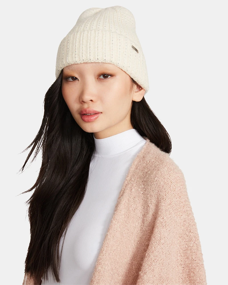 CRYSTAL WIDE CUFF BEANIE NATURAL