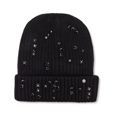 RHINESTONE RIB BEANIE BLACK