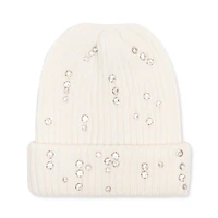 RHINESTONE RIB BEANIE NATURAL