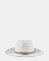 SUN HAT WITH RHINESTONE BAND WHITE