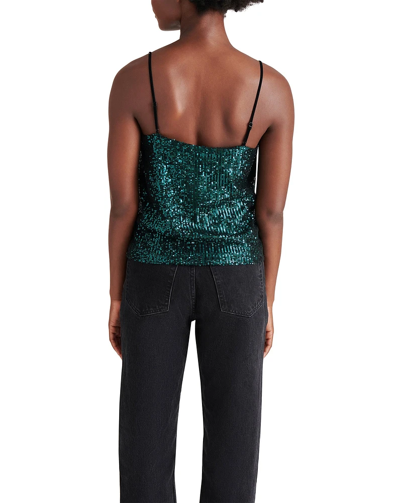 HIDE AND SEQUIN TOP TEAL