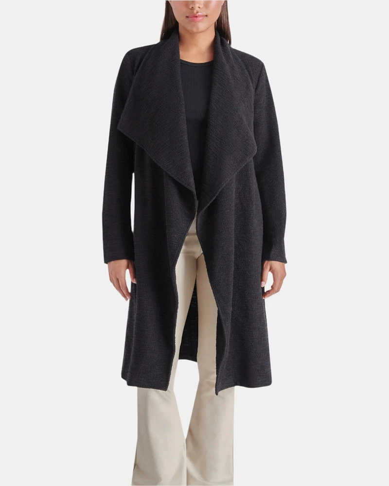 DRAPE FRONT SLUB KNIT JACKET
