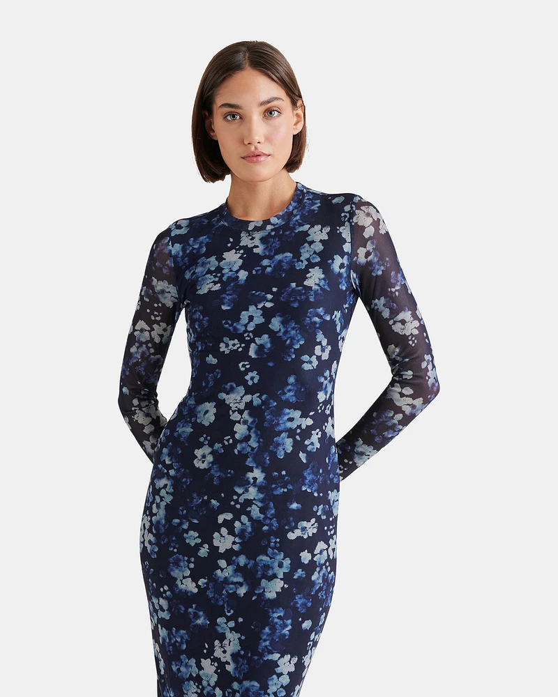 HAILEE DRESS FLORAL INDIGO