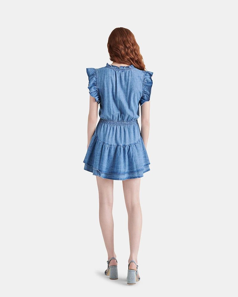 PRAIRIE DREAMS DRESS LIGHT BLUE DENIM
