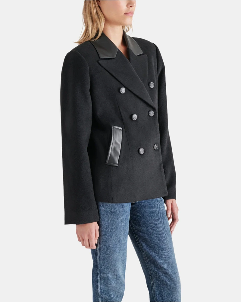 DOUBLE BREASTED PEACOAT BLACK