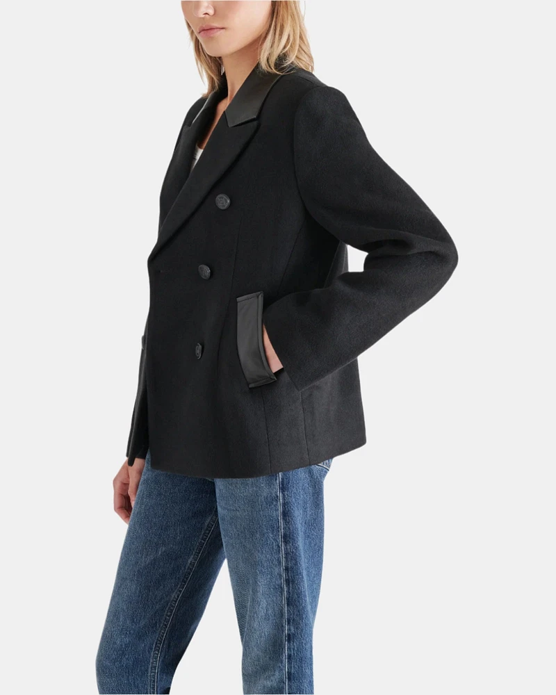 DOUBLE BREASTED PEACOAT BLACK