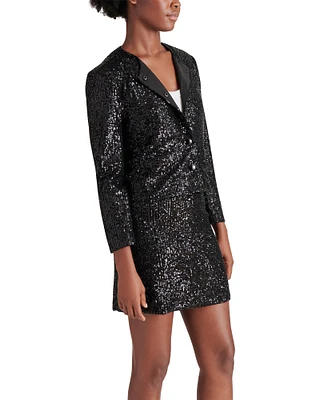 CROPPED SEQUIN JACKET BLACK