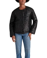 SEQUIN CROPPED PUFFER JACKET BLACK