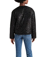 SEQUIN CROPPED PUFFER JACKET BLACK