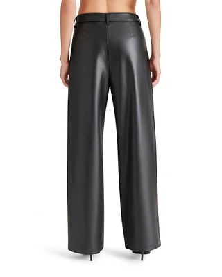 VEGAN LEATHER HIGH RISE TROUSER PANTS BLACK