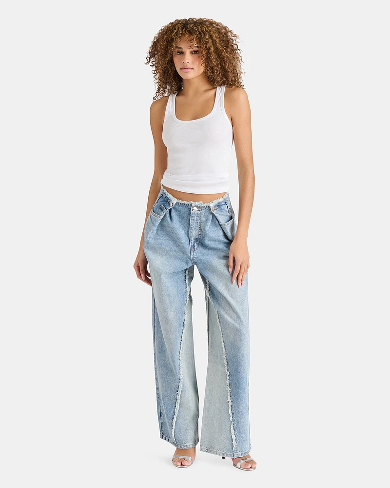 LOOSE FIT WIDE LEG JEAN BLUE