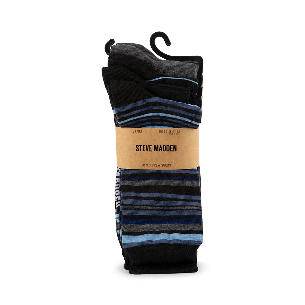 5 PK ALEX MEN'S STRIPE CREW SOCKS BLUE MULTI