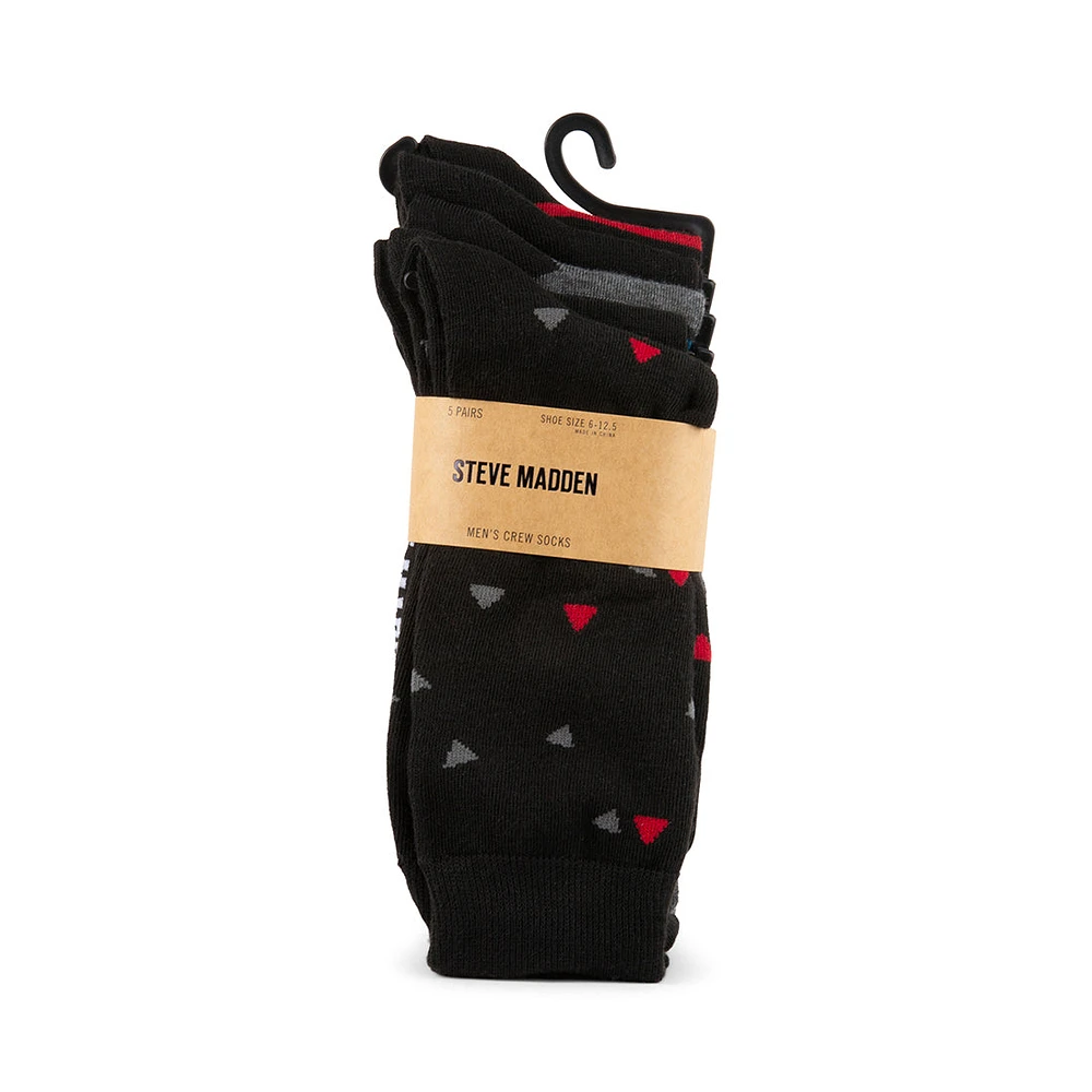 5 PK LANDRY MEN'S STRIPE CREW SOCKS RED MULTI