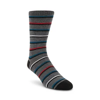 5 PK LANDRY MEN'S STRIPE CREW SOCKS RED MULTI