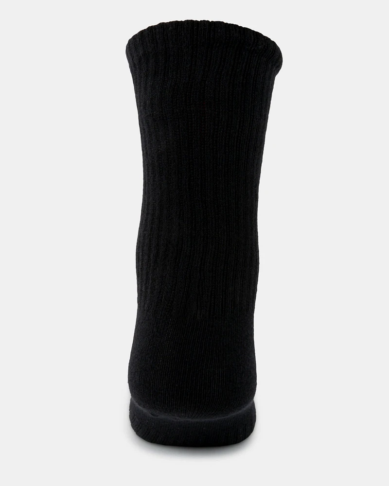 4PK WOMEN'S BLACK LOGO CREW SOCKS