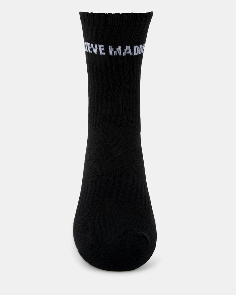 4PK WOMEN'S BLACK LOGO CREW SOCKS
