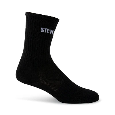 4PK WOMEN'S BLACK LOGO CREW SOCKS