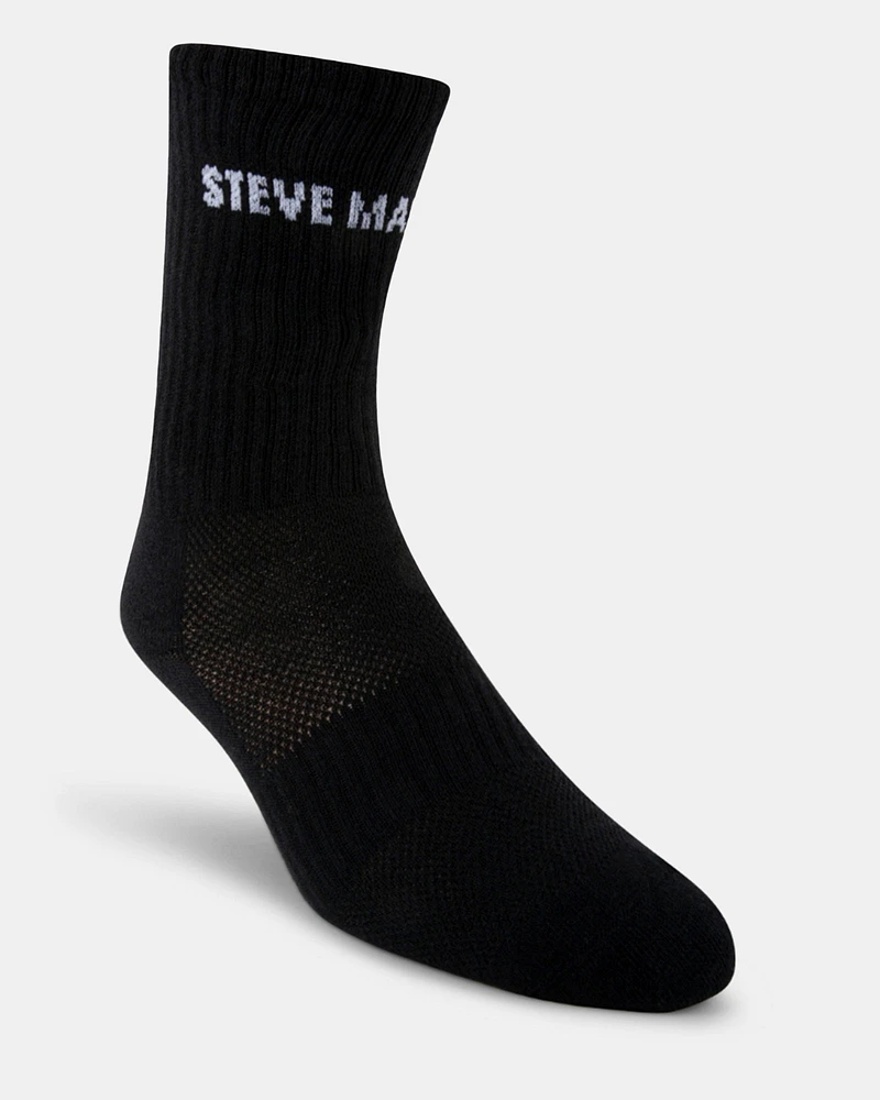 4PK WOMEN'S BLACK LOGO CREW SOCKS