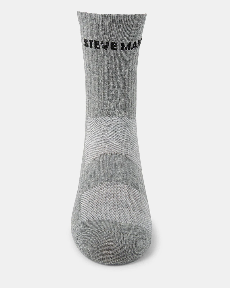 4PK WOMEN'S GREY MULTI LOGO CREW SOCKS