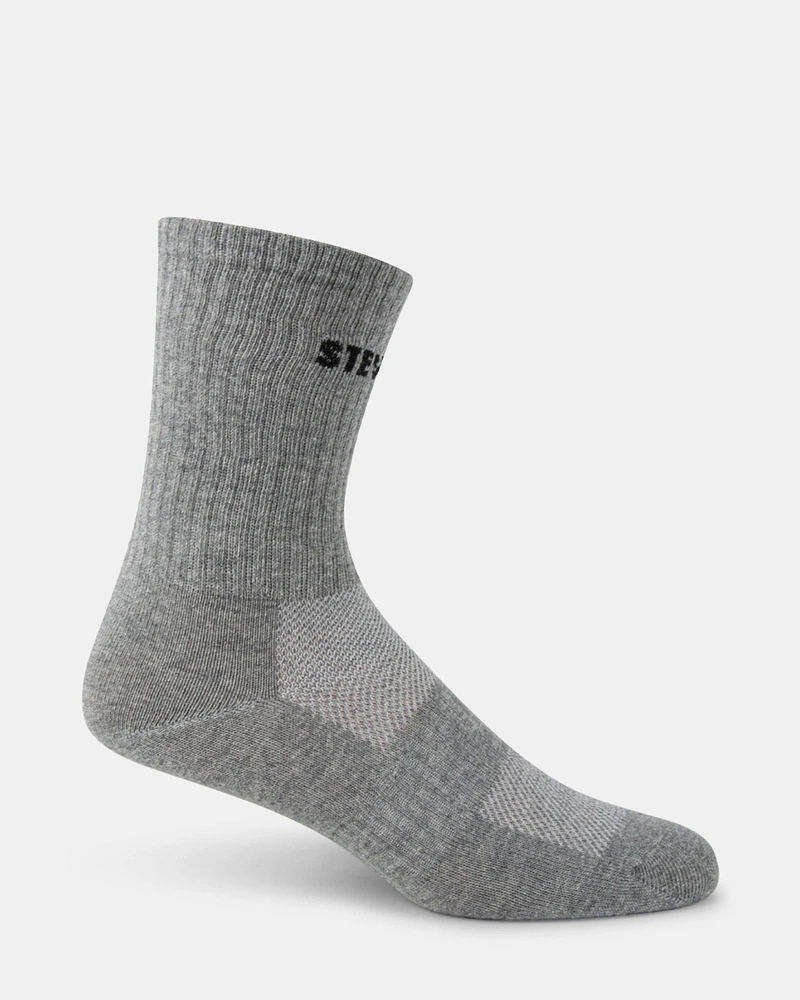 4PK WOMEN'S GREY MULTI LOGO CREW SOCKS