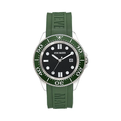 RUBBERIZED ENAMEL CASE WATCH GREEN MULTI