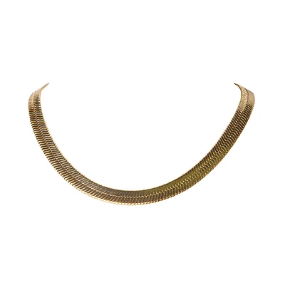 HERRINGBONE THICK CHAIN NECKLACE GOLD