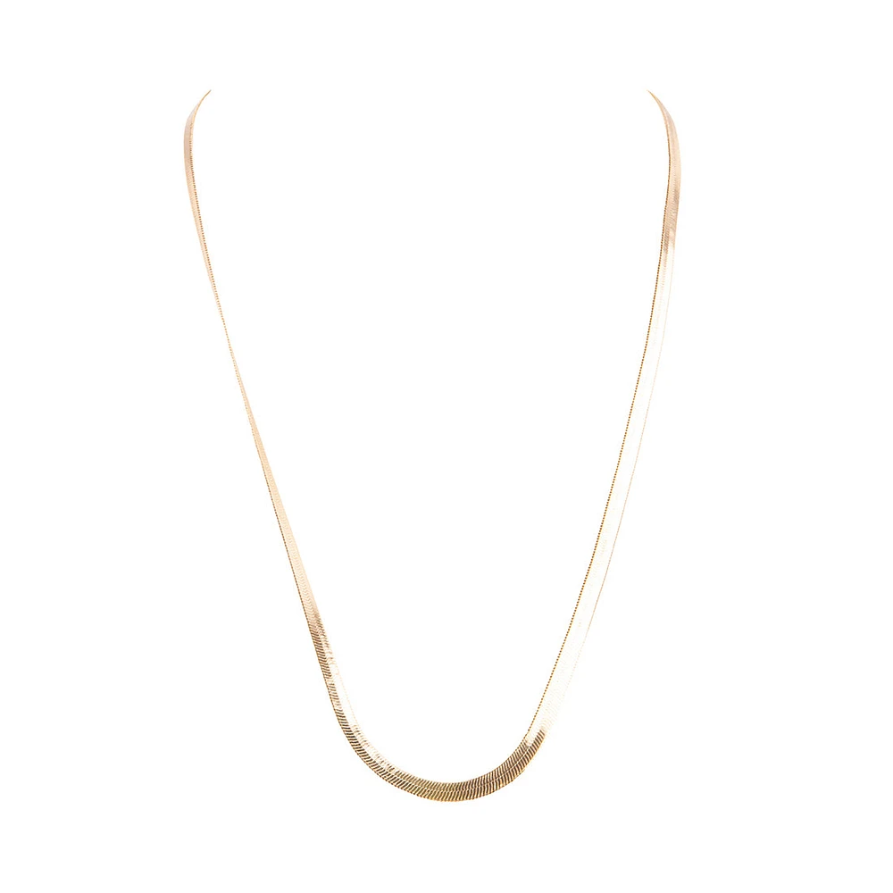 HERRINGBONE THIN CHAIN NECKLACE GOLD