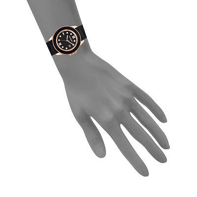 RUBBERIZED ENAMEL CASE WATCH ROSE GOLD MULTI