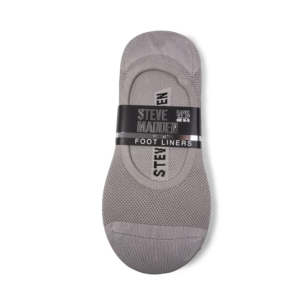 5PK MEN'S GREY FOOT LINERS