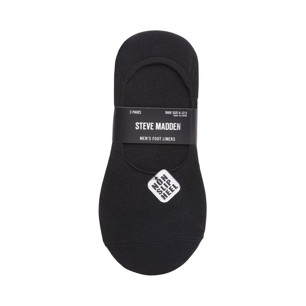 3PK MEN'S BLACK FOOT LINERS