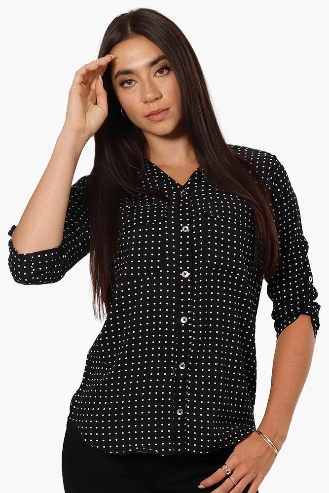 Beechers Brook Dotted Roll Up Sleeve Shirt