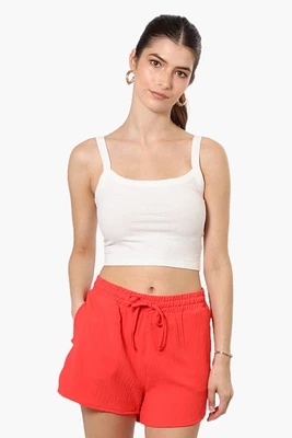 Magazine Solid Basic Drawstring Shorts