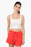 Magazine Solid Basic Drawstring Shorts