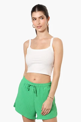 Magazine Solid Basic Drawstring Shorts
