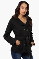 Fahrenheit Belted Double Breasted Hooded Lightweight Jacket