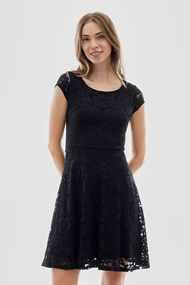 Costa Blanca Floral Lace Cap Sleeve Day Dress