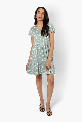 International INC Company Floral Scoop Neck Day Dress