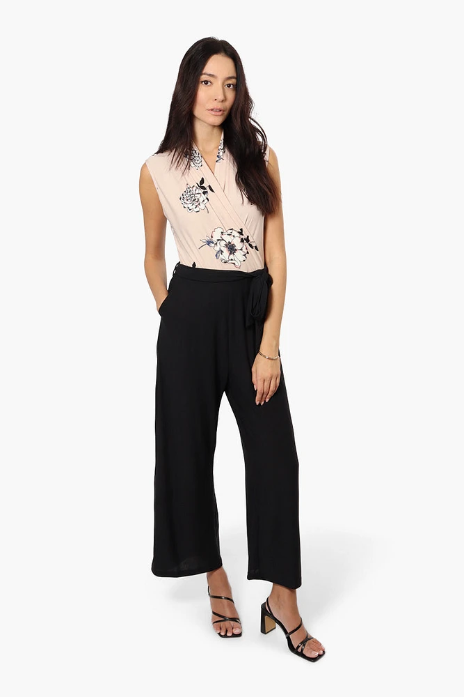 Limite Floral Belted Crossover Jumpsuit