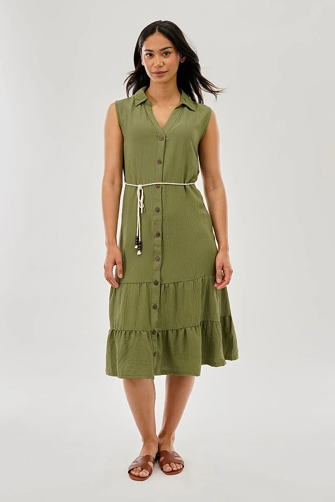 Stylexchange Rope Belted Button Down Day Dress